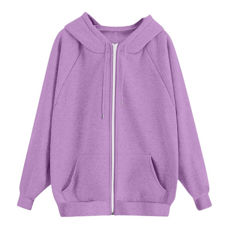 Women's Hooded Sweatshirts Autumn New Lazy Style Casual Loose Zipper Women's Sweatshirts Jackets Fashion Solid Color Streetwear Female Hooded Coats