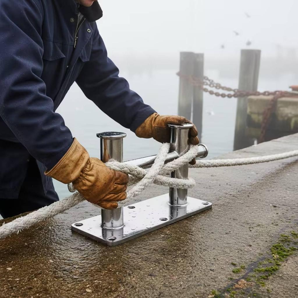 Double Cross Bollard Stainless Steel Hardware Heavy-Duty for Pier, Boat Owners