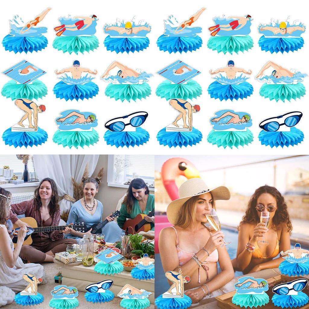 Themed Summer Swimming Honeycomb Shaped Birthday Party Desktop Ornament Decor