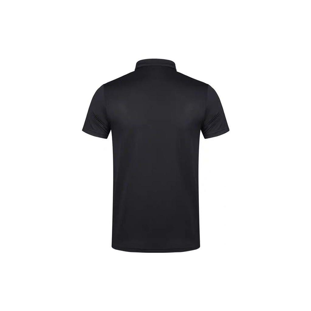 Li Ning Contrast Color Brand Logo Print Solid Short Sleeve Polo Shirt Men Polo Shirts Black APLN327-1
