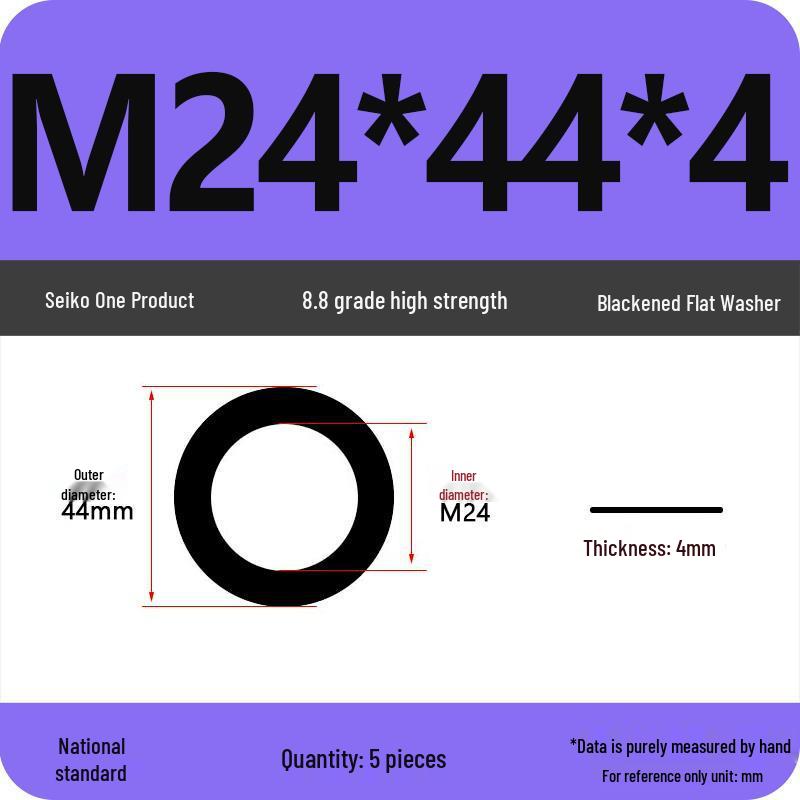 

High-Grade Black Flat Metal Washer Gasket (Sizes: M3-M12, 8.8/12.9 Grade)