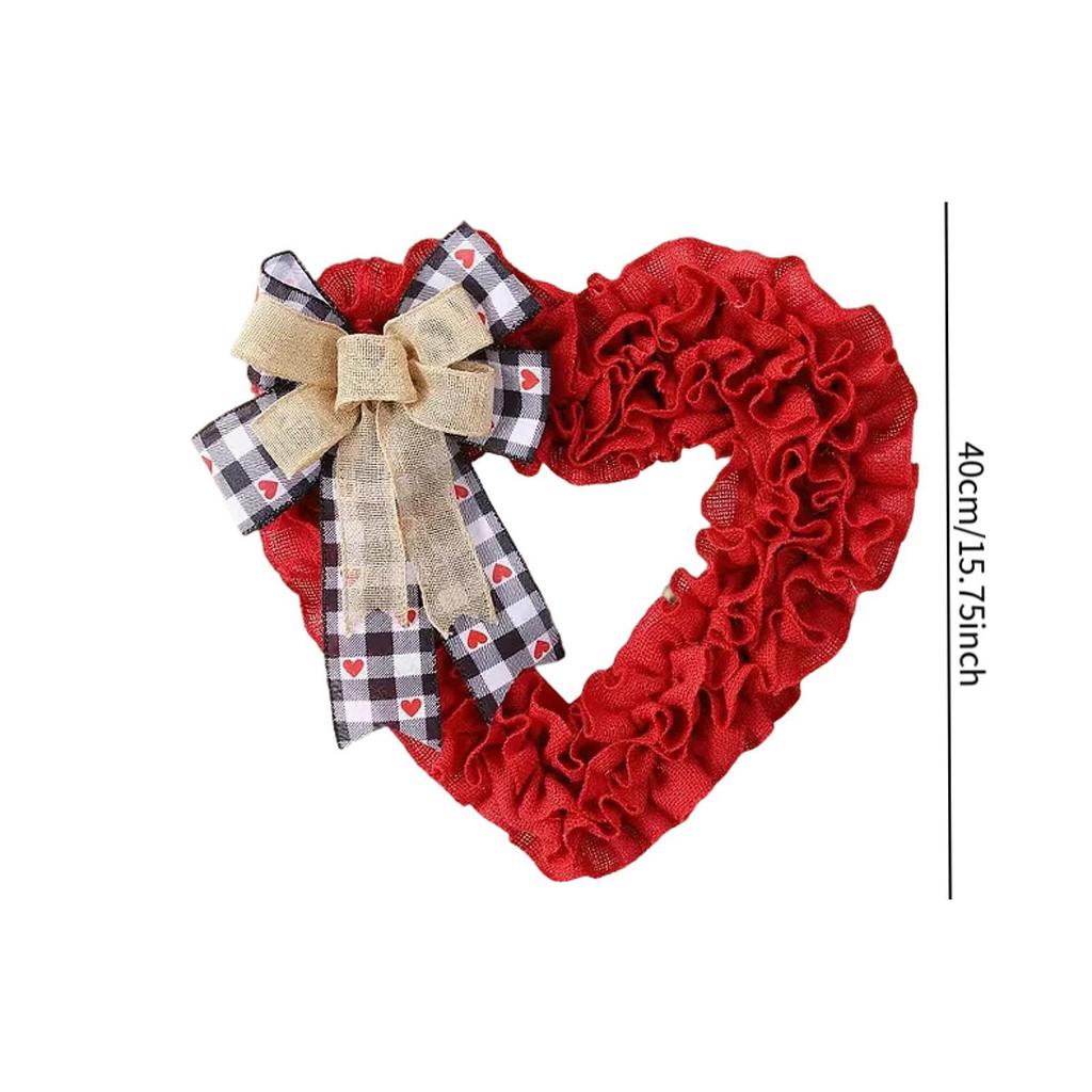 Heart Shaped Wreath Valentine's Day Wreath Multifunctional Hanging Ornament for Festival Window Front Door Engagement Decor