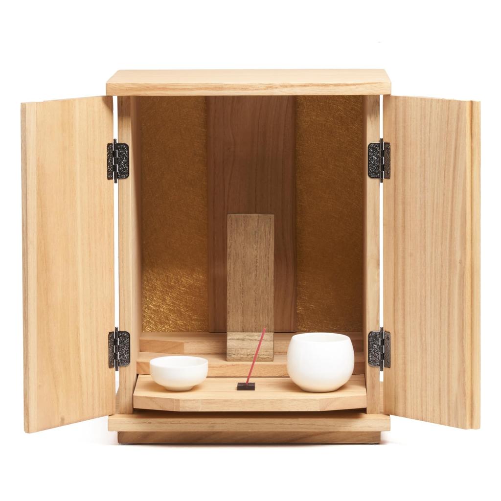 KIRIGEN Buddhist Altar, Mini Altar, Small, Compact, Modern, Furniture-Style Buddhist Altar Accessories, Memorial Box, Natural