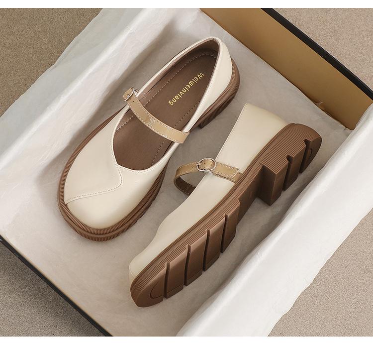 Women's 2023 Thick-Soled Mary Jane Loafers - Spring/Autumn Round-Toe Chunky Heel, Soft Sole