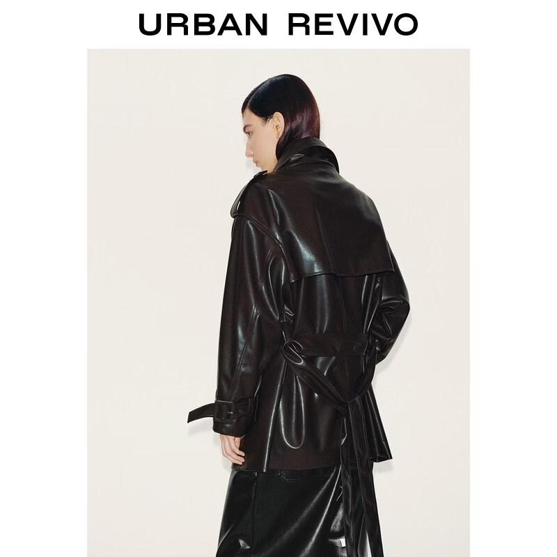 UR 2026 Spring Retro PU Belt Loose Windbreaker