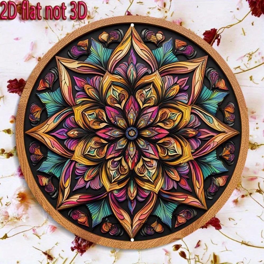 Vibrant Kaleidoscope Petal Metal Wall Art 20cm Round Iron Decor Home Cafe Restaurant Durable Easy Install