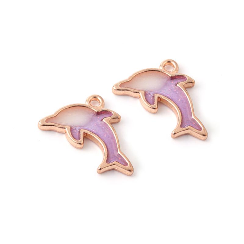 10pcs/lot Cute Alloy Dolphin Charms Color Drop Oil Pendant for DIY Bracelet Necklace Gifts Jewelry Making Findings Accessories