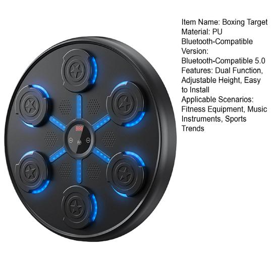 Smart Music Boxing Target Bluetooth-Compatible 5.0 Wall-Mounted Punching Machine with LED Display 9 Modes Boxing Mount