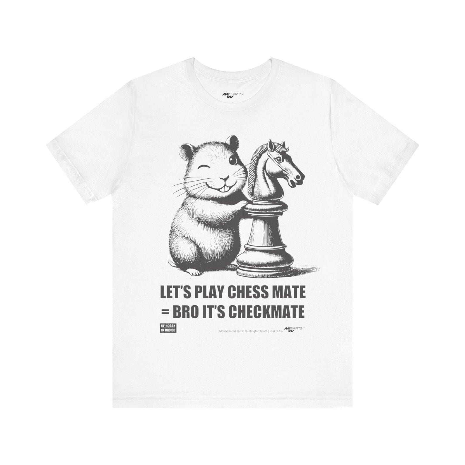 Smiling Blinking Hamster and Horse Chess Figure T-Shirt / Unisex Jersey Short Sleeve Tee L