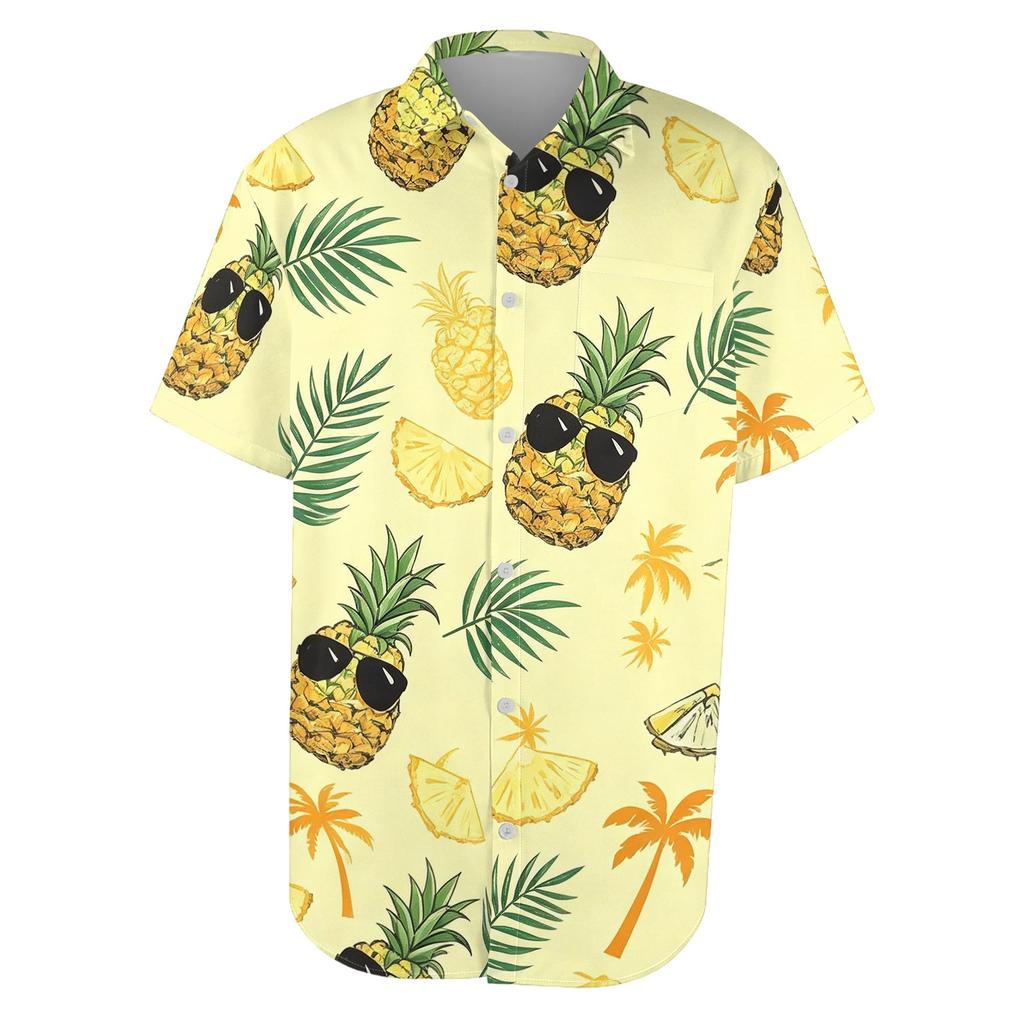 Camicia Hawaiana da Uomo a Maniche Corte con Bottoni Casual Vestibilità Larga Traspirante Camicia da Vacanza Spiaggia Top Estivo Leggero