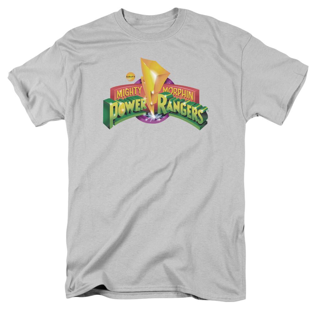

26 Mighty Morphin Power Rangers MMPR Logo T Shirt Mens Licensed Tee Silver Unisex T-Shirt XXXXL