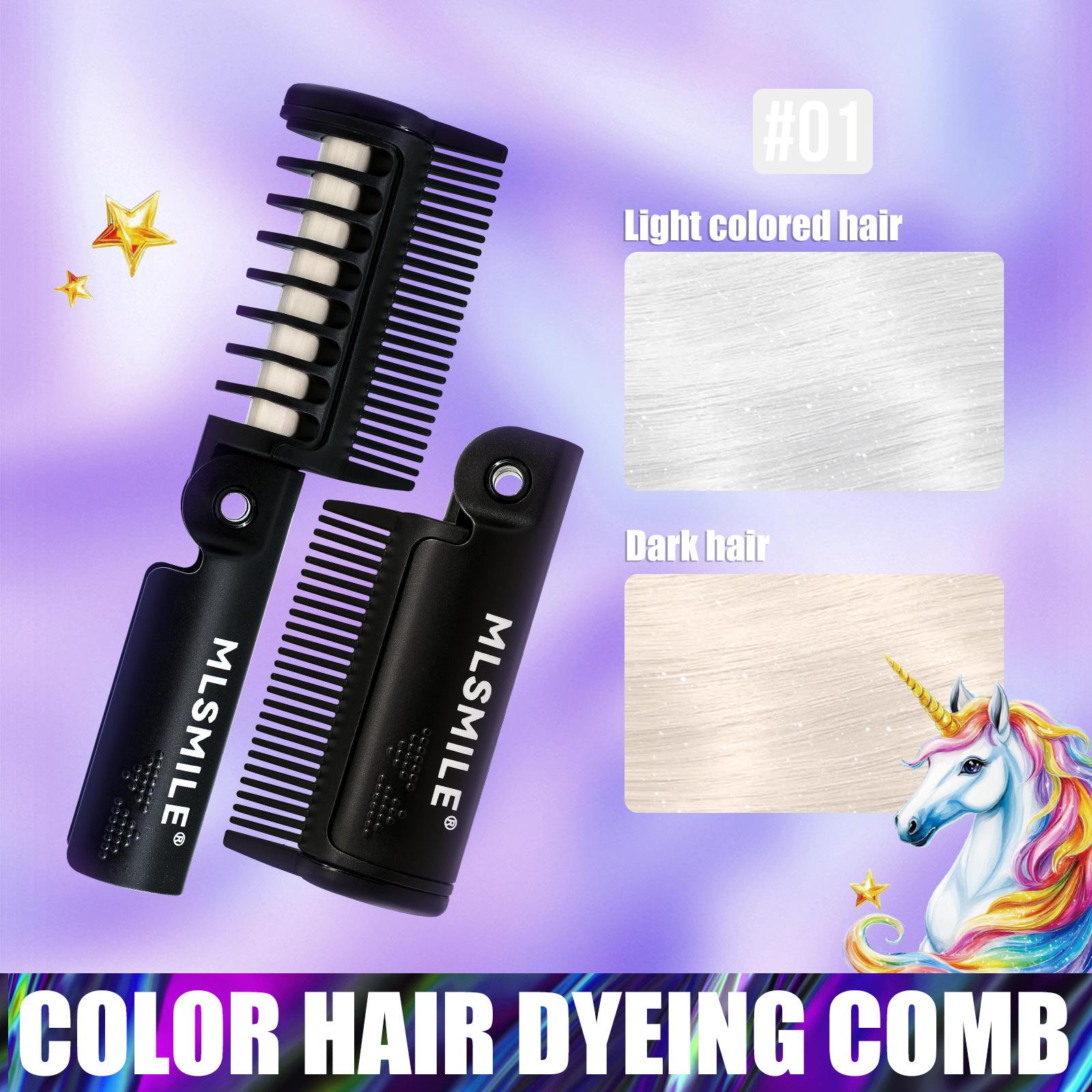 MLSMILE Colorful Disposable Hair Coloring Comb, Folding 12-Color Temporary Hair Coloring Pen