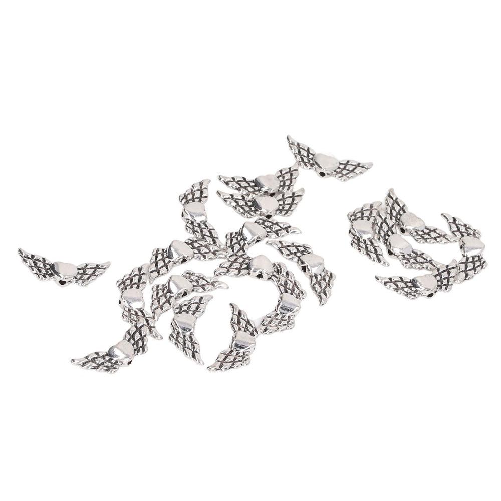 100pcs Zinc Alloy Angel Wing Beads Silver Fairy Wing Charm Beads Wing Charm Beads  DIY Craft