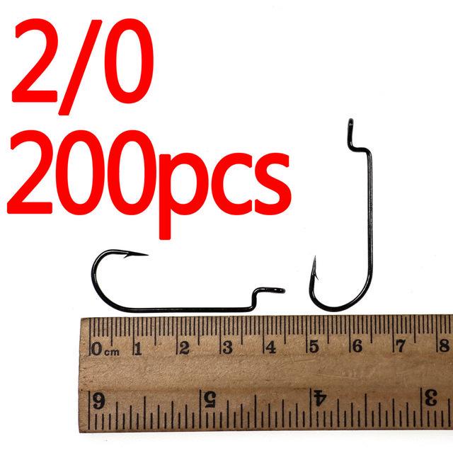 200PCS Enge Lücke Wurm Haken für Carolina Rig Weichen Köder Haken für Bass Fishing Bass Fliegen Binden Haken 5/0 4/0 2/0 2 4 6