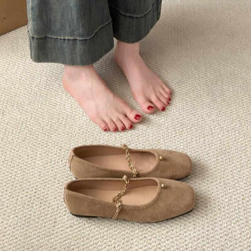 New Flat,shallow Toe Single Shoes for Women Large-sized Breathable Bean Shoes