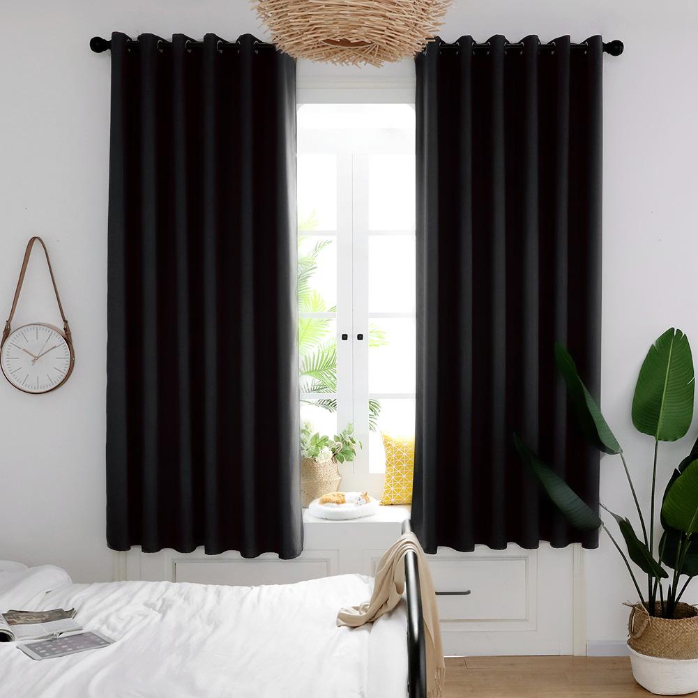 2pcs Set Black Thickened Mildew proof Lightproof Curtain Household(1#)