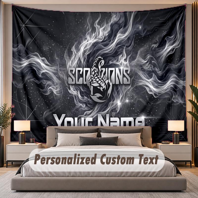 Benutzerdefiniertes Namens-Text-Wandteppich Skorpione Personalisiertes Polyester-Wandteppich für Schlafzimmer und Zimmer