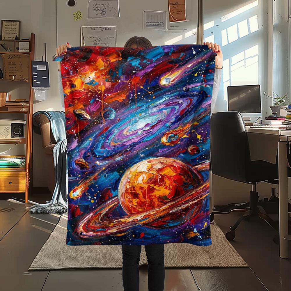 1 Stück Flanelldecke mit Weltraum-Print, Hohe Qualität, Bequem für alle Jahreszeiten, Heimdekoration, Wärme und Komfort, Perfekt für Weihnachtsgeschenke W161