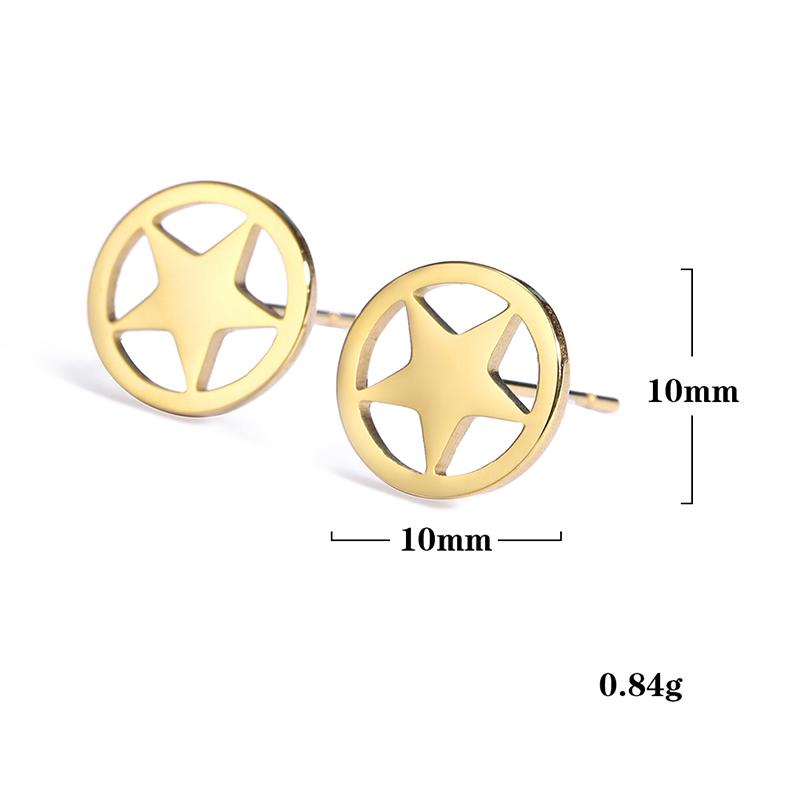 Teamer Korean Fashion Earrings Trendy 2026 Stainless Steel Stud Earrings for Women Pentagram Heart Cross Moon Minimalist Jewelry
