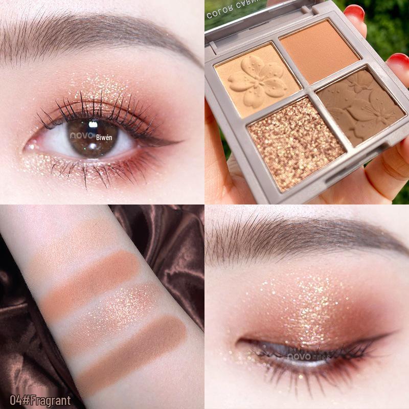 NOVO Palette Ombretti Perlescenti a Quattro Colori - Tonalità Terra per Studenti e Influencer