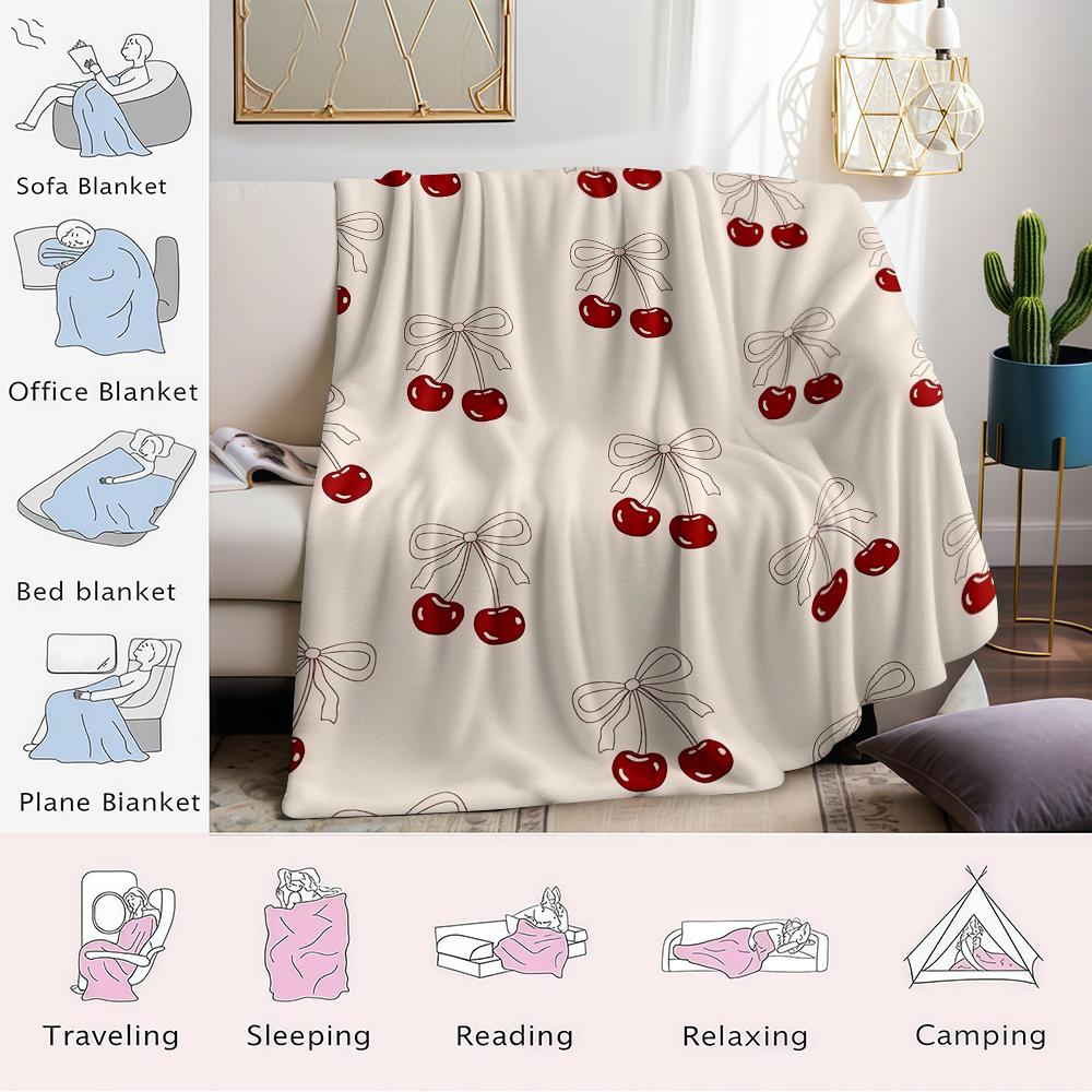 Kirsch Schleife Flanell Decke Warm Weich Halloween Weihnachten Sofa Warm Gemütlich Dekorativ Dekor Geschenk für Alle Jahreszeiten