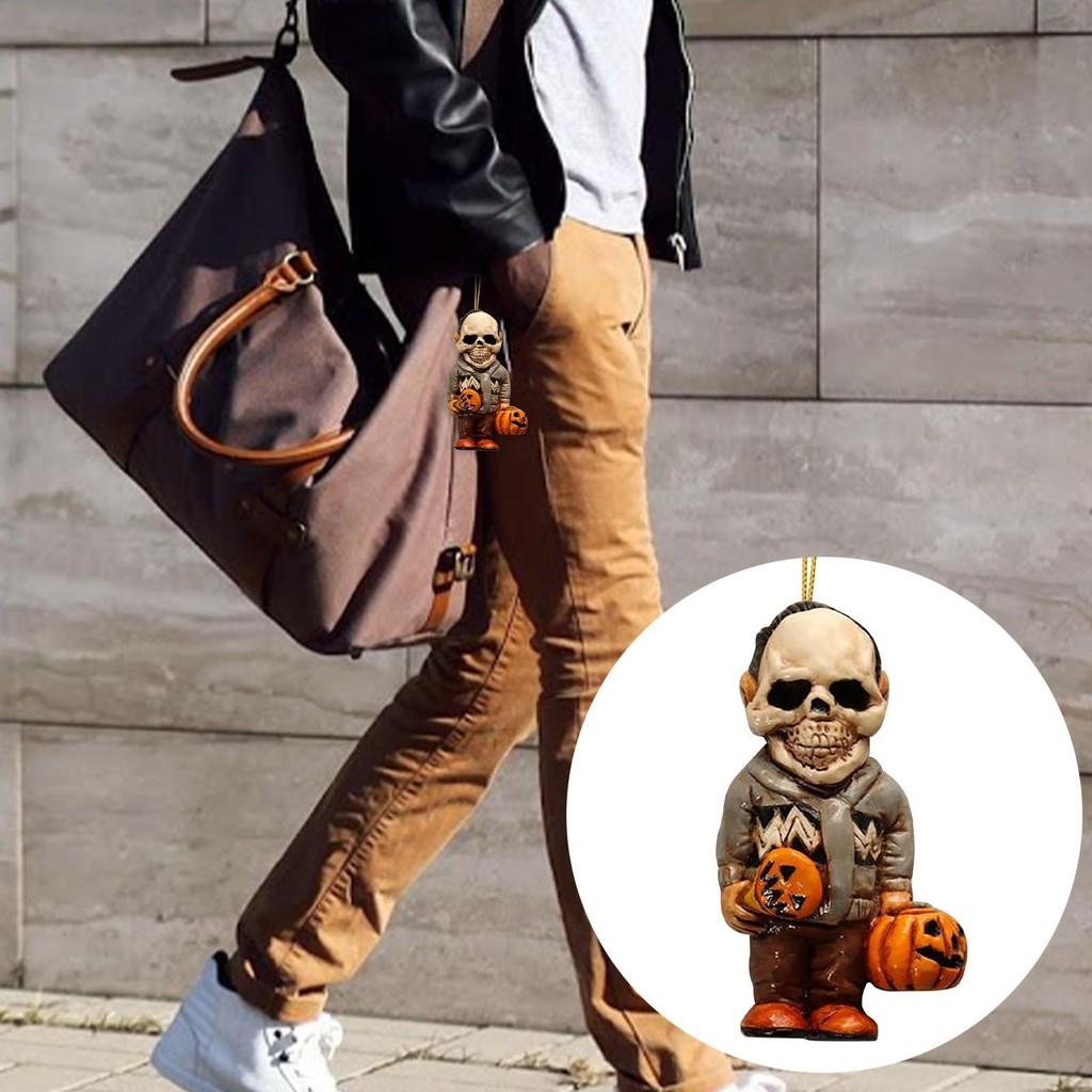 Vintage Acrylic Horror Movie Garden Gnome Rearview Mirror Decoration For Halloween