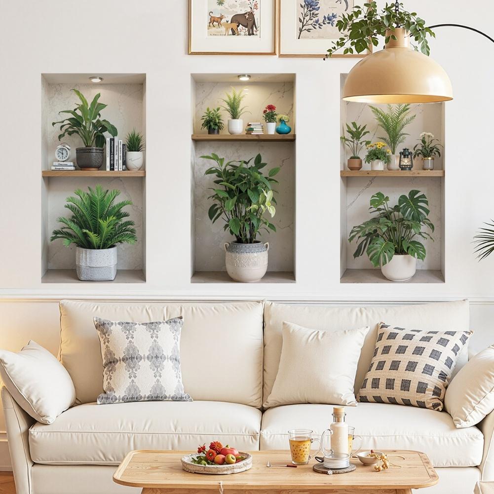 As Shown 3D Plant Wall Stickers Creative Indoor Plant Stickers Creative Wall Art Art Studio Decor Bedroom Wall Stickers