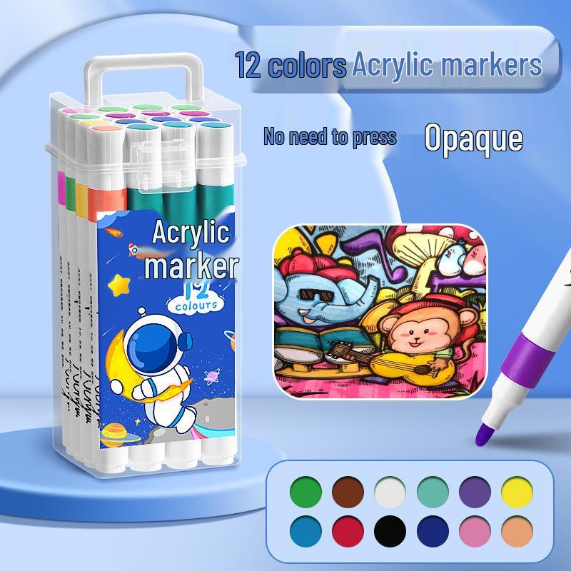 Набор акриловых маркеров и цветных карандашей: 24 непрозрачных цвета, 36 кистей для детского творчества