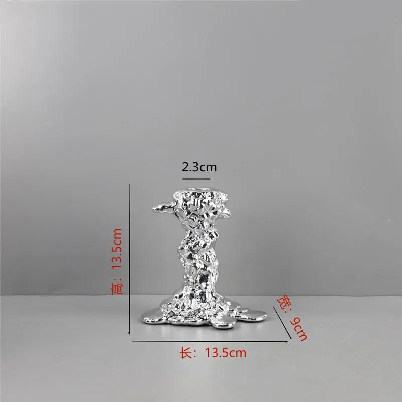 Современный минималистичный посеребренный смоляной подсвечник, центральный элемент гостиной и обеденного стола, элемент домашнего декора