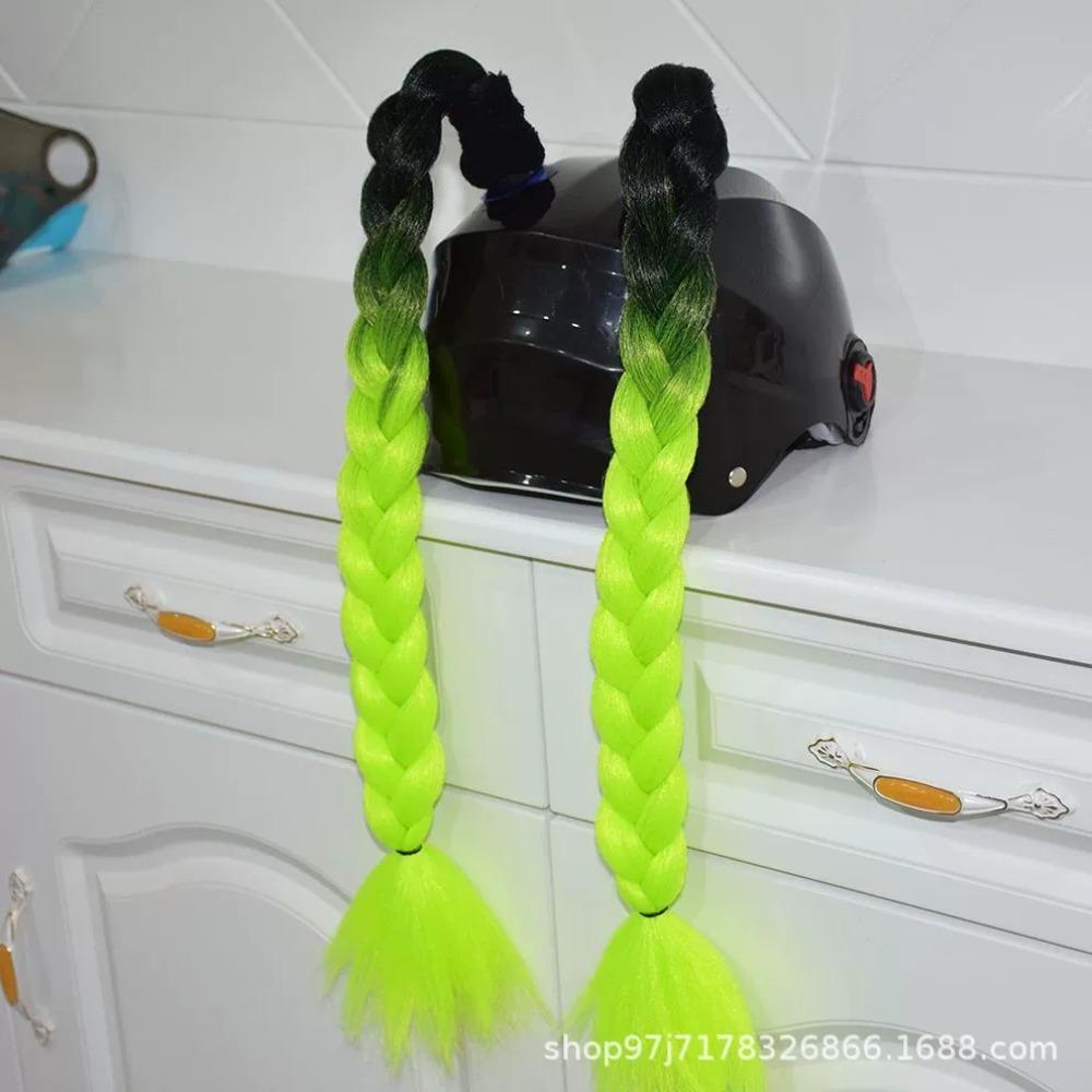 2pcs/pair New Motorcycle Helmet Braids Woman Braids Wig For Motorbike Helmets 164 colors Twist Dual Pigtail Ponytail With Sucker