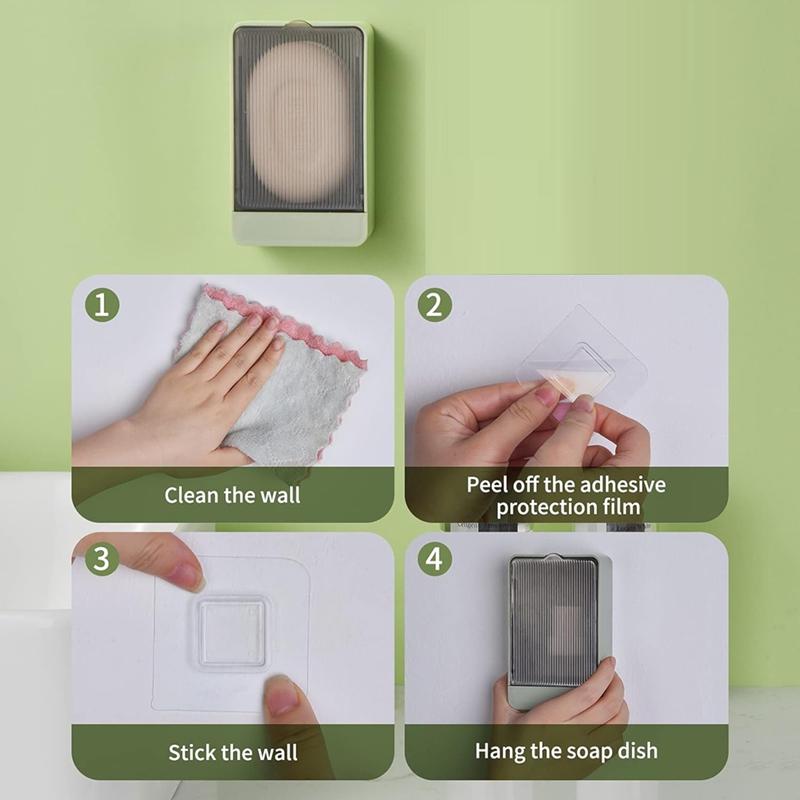 Wall-Mounted Drain Soap Box Flip Cover Detachable Soap Rack Punch-Free Bathroom StorageSelf Draining Soap Holder