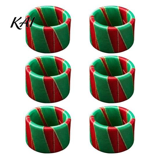 Table Setting Ornaments 6Pcs Christmas Napkin Rings, Red And Green Decorative Holders, Holiday Decor Reusable Festive Bands for Dinner Decoration
