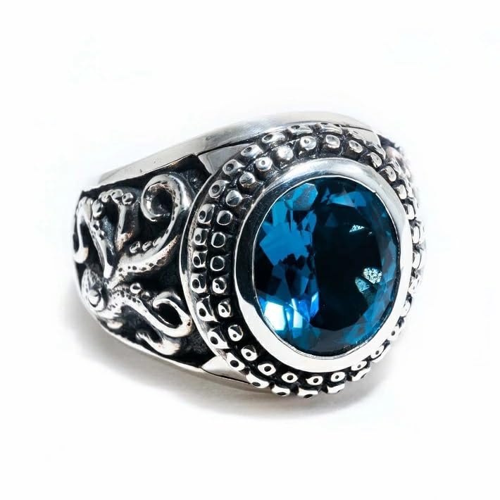 London Blue Topaz Good Vibrations [goodvibrations] Ring, Silver, Men's, (17)
