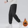 Men's Heavy Brown Velvet-Lined Sweatpants: Loose, Drawstring, Trendy, Large Size, Spring & Autumn Casual Sportswear.