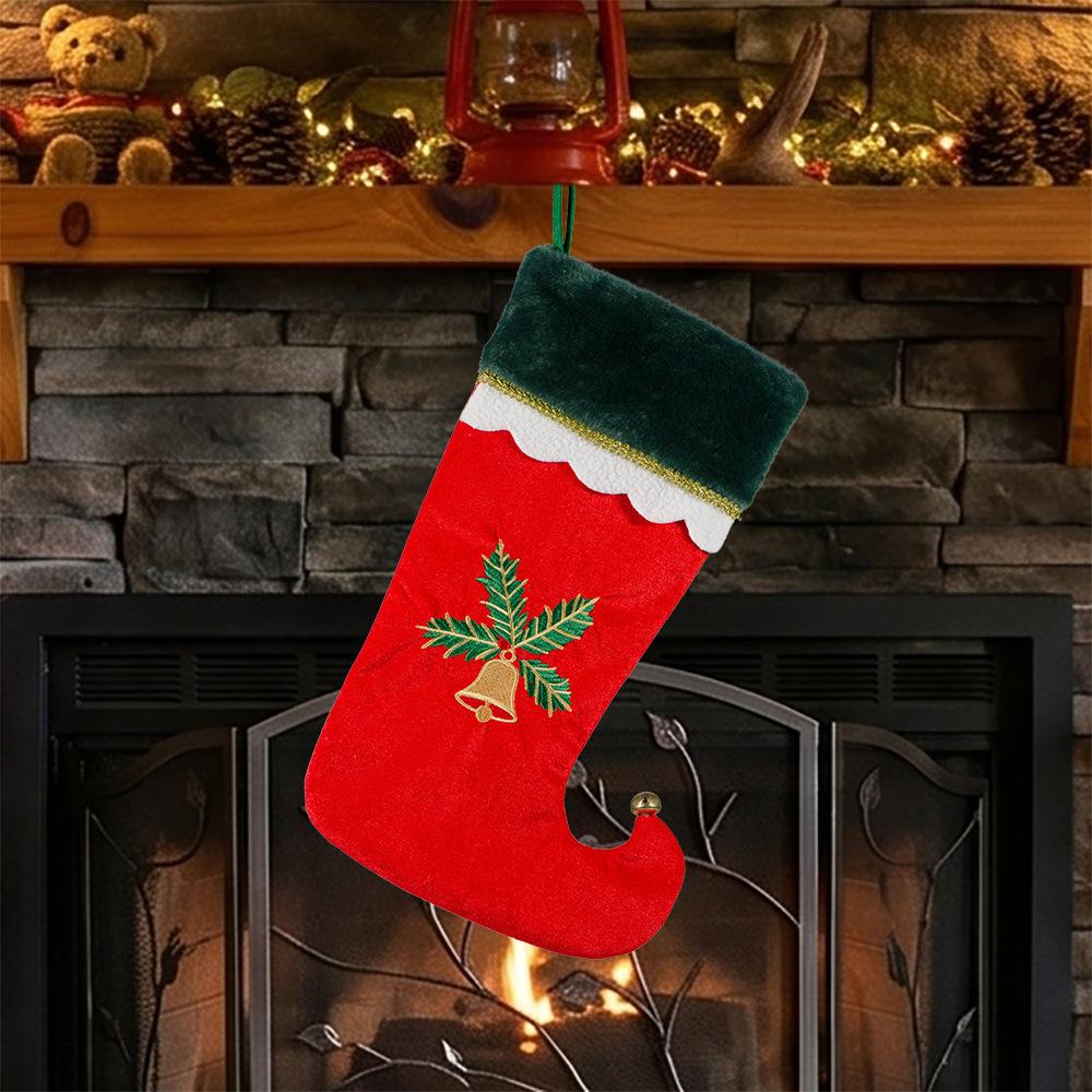 Christmas socks gift bag velvet embroidered elf legs Christmas stockings gift bag fireplace stairs Christmas decoration