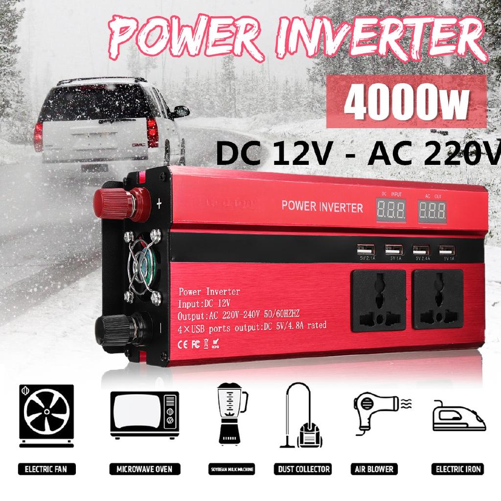 4000W Solar Power Inverter 220V Peaks Voltage Transformer Converter DC To AC 110V/220V Car Inverter Sine Wave Inversor
