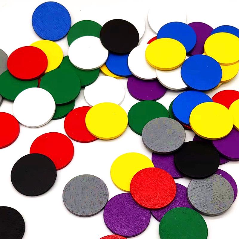 Wooden Game Tokens for Kids: Colorful Round Chips for Kindergarten Reward Points and Student Play