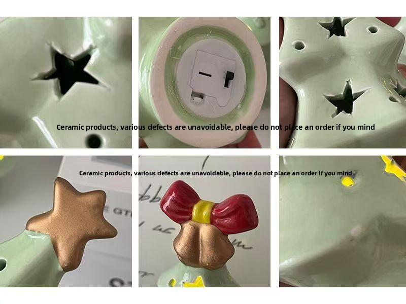 Christmas Gift Ceramic Transparent Christmas Tree Night Light Cute Ceramic Star Christmas Tree Night Light Decoration Ornament