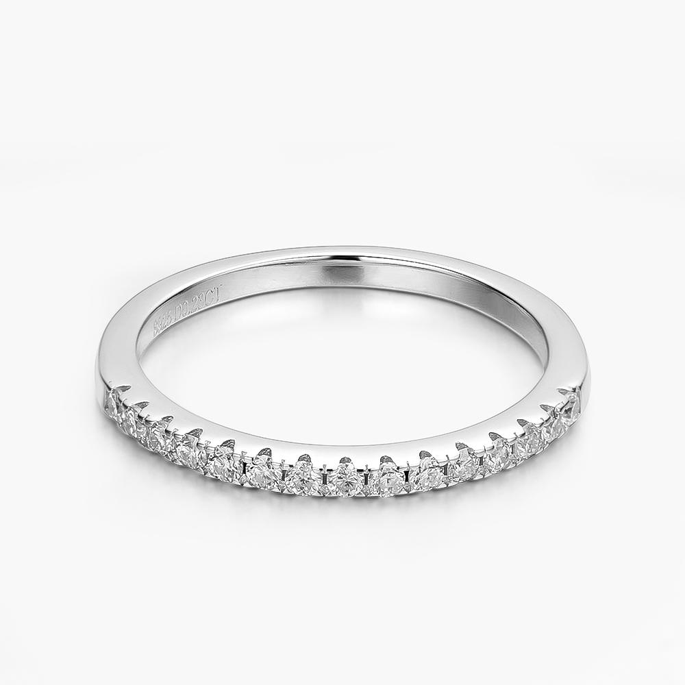 OEVAS 1.5MM Real Moissanite Band Ring White Gold S925 Silver for Women Sparkling Anniversary Gifts