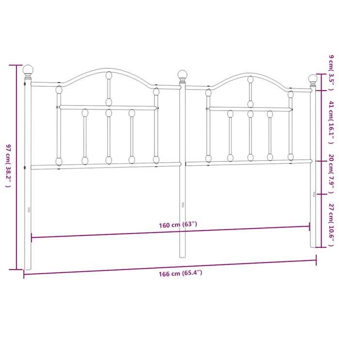 VidaXL Black Metal Headboard 160 Cm 353474