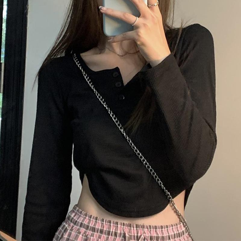 

Женская футболка с длинными рукавами, корейская тонкая рубашка с эластичным верхом