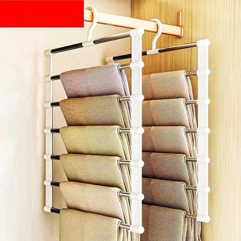 1/2Pcs Multi-Layer Pants Hanger Space Saving Closet Organizer Foldable Trousers Clothes Rack Wardrobe Storage Home Organization