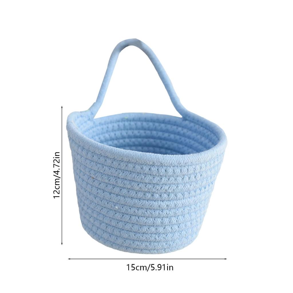 Damen gewebter Wandkorb Weißer Baumwoll-Hängeorganizer für Kosmetik Snacks Schlafzimmer Wohnzimmer 5,91x4,72 Zoll
