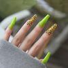 Artificial Nails Leopard Print Fluorescent Green Long Ballet Nails Fake Nail Patches Manicure Patches