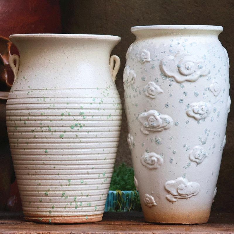 Handmade Large Purple Clay Ceramic Pot for Succulents and Bougainvillea – Breathable, Coarse Pottery Design for Living Room.