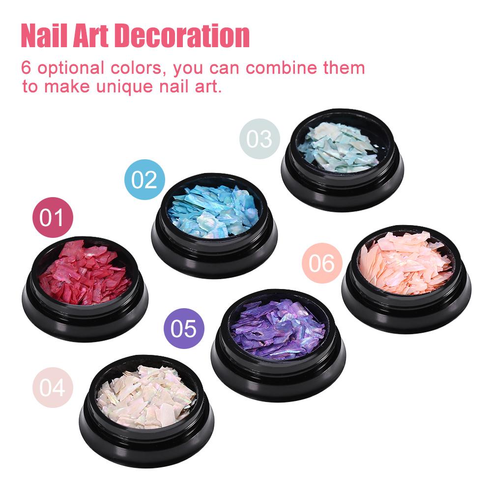 6 Boxes Shell Piece 3D Nail Art Decoration Nail DIY Slice Beauty Nail Decals Manicure Tools