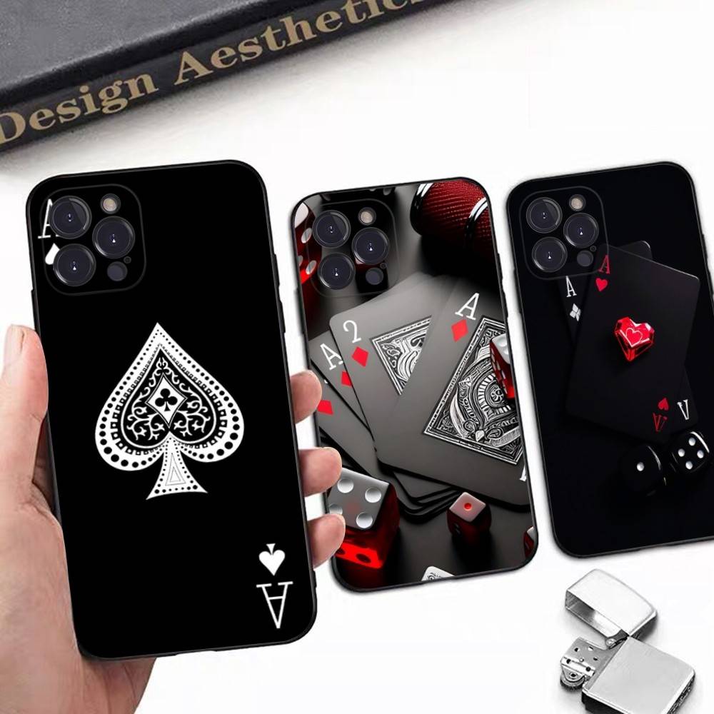 Poker Pattern Game Soft Back Phone Cover Case For IPhone 17 16 Pro Max 15 12 11 16e 13 Mini 14 15 Plus
