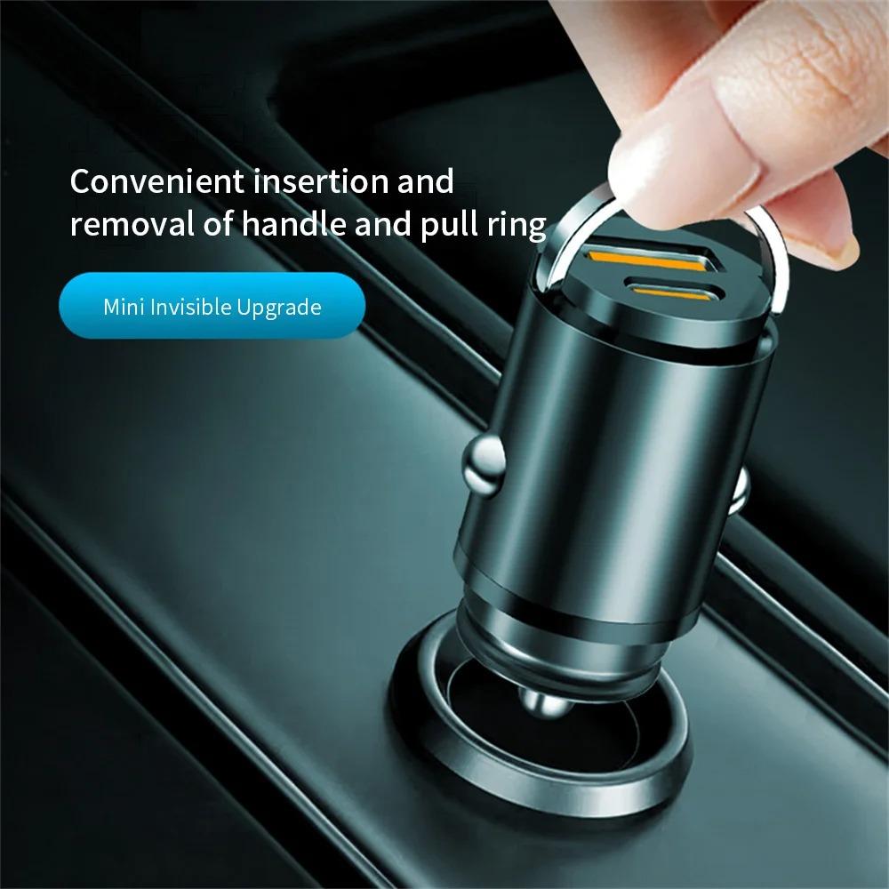 100W Mini-Autoladegerät Schnellladung QC3.0 Typ C USB PD Telefon Schnellladegerät für iPhone Xiaomi Samsung Huawei Zigarettenanzünder