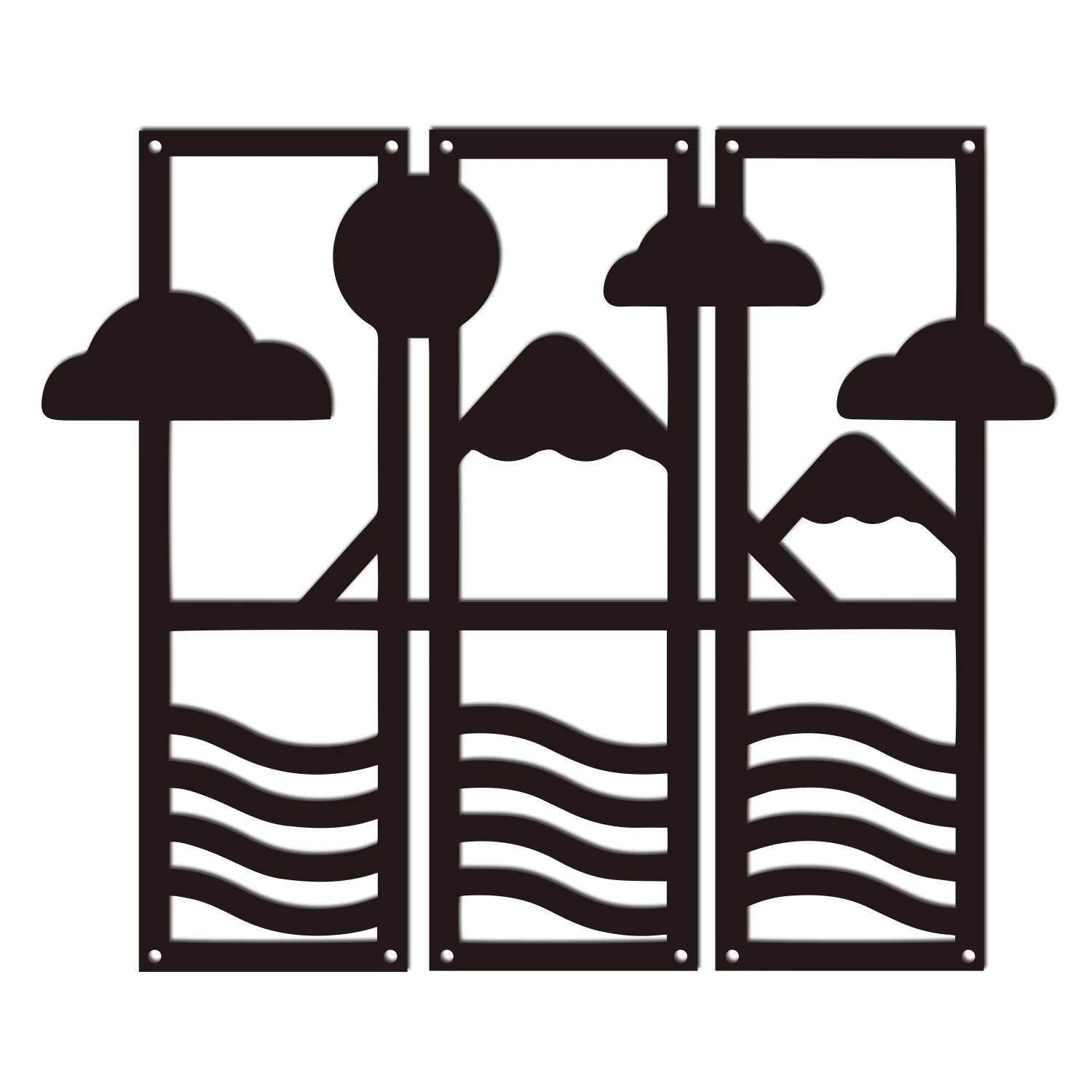 

Металлический настенный декор «Горы и солнце» с изображением солнца и облаков. Стильный дизайн «Горы». Идеально подходит для декора комнат мальчиков и девочек, детских и спален. чёрный