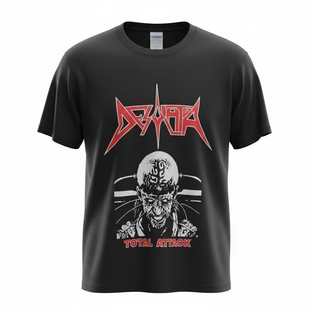 Vintage Band T-Shirt Desolator Total Attack Size L Black Death Metal A448 M